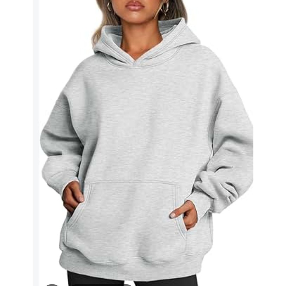 EFAN Womens Oversized Hoodie Light Gray Heather Fleece Sweatshirt Medium EZef187